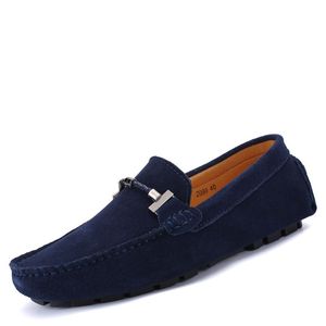 Designer de couro Doudou Mens Casual Driving Shoes Respirável Soft Sole Light Tan Preto Marinho Branco Azul Prata Amarelo Cinza Masculino Flats Calçado All-Match Sapato Preguiçoso A135