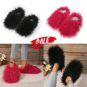 2024 New Imitation Beach Sheep Hair Slippers Work Women Home Casual Casual Casual Flipers Luz Gai Tamanho EUR 36-49