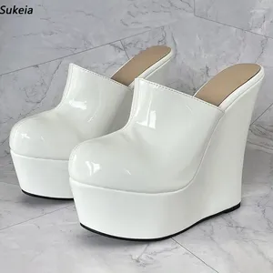 Dress Shoes Sukeia Handmade Women Platform Slingback Pumps Wedges High Heels Round Toe Beautiful White Party Ladies US Plus Size 5-20