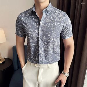 Herren Casual Shirts High-End-Business-Shirt für Männer Brief bedruckte kurze Ärmel T-Shirts Männliche Kleidung Social Party Tuxedo Bluse Streetwear