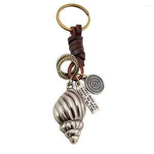 Keychains High Quality Copper Alloy Conch Key Chain Ring Holder Women Men Punk Vintage Car Keyring Llavero Charm Bag Pendant FY028