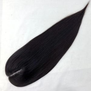 Toppers Natural Olhando Pele Couro Cabeludo Cabelo Humano Topper Perucas Clipes em Pedaços de Cabelo Para Mulheres Judias Meninas