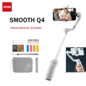 Teste ZHIYUN Smooth Q4 Smartphone Giunti cardanici Mini Selfie Stick Stabilizzatore portatile per iPhone Samsung Xiaomi Huawei OPPO Action Cameras