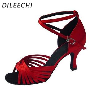 Boots Dileechi Professional Classic Satin Women's Latin Dance Shoes Ballroom Dancing Shoes Salsa Party Square Dance Shoes Soft Outrole