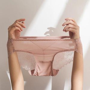 Mutandine da donna 3 pezzi di biancheria intima in seta di gelso per donna semplice e confortevole con bordi in pizzo glutei sexy in vita.