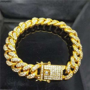 Yunxuans Best-selling Hip-hop Wide Mens Cool All Diamond Trendsetter Cuban Bracelet 01cp