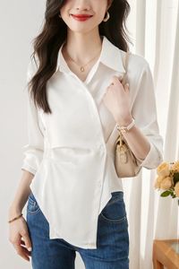 Kvinnors blusar Enkla men eleganta solid färg damknappskjorta för alla tillfällen eleganta och mångsidiga med fransk stil