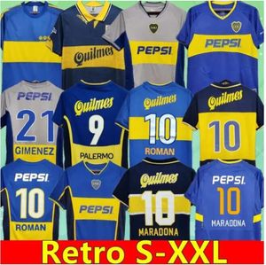 84 95 96 97 98 Boca Juniors Retro-Fußballtrikot Maradona ROMAN Caniggia RIQUELME 1997 2002 PALERMO Fußballtrikots Maillot Camiseta de Futbol 99 00 01 02 03 04 05 06 81