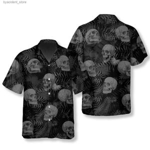 Men's Casual Shirts PLstar Cosmos Gothic Skull Grass Skull Hawaiian Shirt New Fashion 3D Printing Shirt Summer Beach Short Sleeve Casual L240320