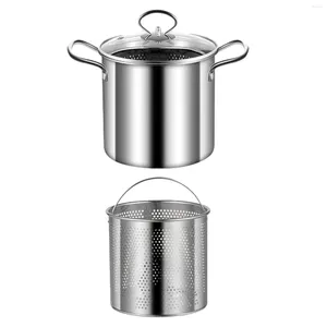 Pans Deep Frying Pot With Strainer Basket Cooking Tool Wide Mouth Cooker Kitchen Noodles For Picnic Home Party Camping Restaurant