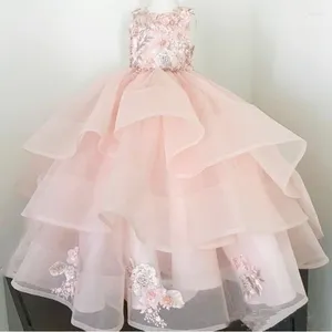 Abiti da ragazza Applique di fiori retrò soffice tulle per matrimoni Graziosi abiti da prima comunione adorabili abiti da spettacolo