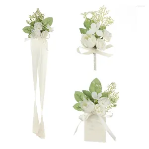 Flores decorativas linda dama de honra pulso corsage flor delicada casa de botão de casamento ótimo para padrinhos e convidados