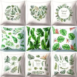 Pillow Green Tropical Plant Leaves Pillowcase Cover Home Decor Rainforest Plants Throw Sofa Car