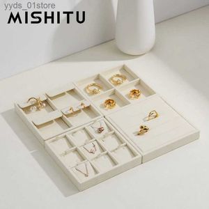 Smyckeslådor Mishitu Microfiber smycken förvaringsbricka ring örhänge halsband diamant smycken display stativ arrangör jewellry lagringslåda l240323