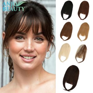 Bangs Human Hair Bangs Front 3 Clips Natural Hair Bangs OverHead Clip In Hair Extensions 8inch 20g Black Brown Blonde