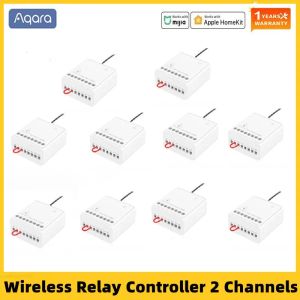 Kontrollera original AQARA Wireless Relay Controller 2 -kanaler Twoway Control Module Work för Mijia App och Home Kit