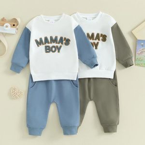 Kläduppsättningar småbarn baby 2st byxor kläder passar vinter fall casual fuzzy brev långärmad tröja byxor barn set