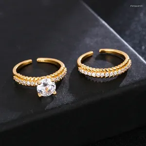 Cluster-Ringe MS 2PCS Intarsien Grad Zirkon Ring Hohe Qualität Haupt- und Vize-Design für Freunde Geburtstagsfeier Modeschmuck