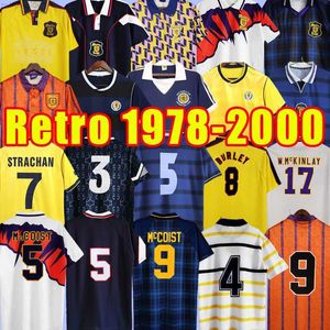 İskoçya Retro Futbol Formaları Dünya Kupası Mavi Kitleri Klasik Vintage İskoçya Futbol Gömlek Topları Hendry Lambert Equipment Home 88 89 91 93 94 96 98 00 1978 1986 QNDK