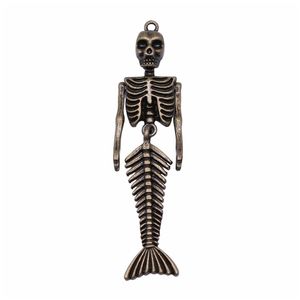 Charms 1pc retro stil arm justerbar sjöjungfru skeletthänge punk halsband diy charm metall smycken hantverk som gör 18x74mm droppe Deliv dhlyb