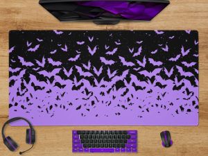 Коврики Летучие мыши Настольный коврик на Хэллоуин Фиолетовый игровой большой коврик для мыши XXL Аксессуары для клавиатуры Коврик для мыши Резиновый коврик для мыши Kawaii Gamer 900x400
