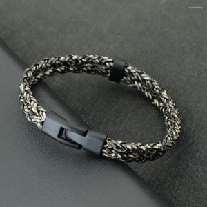 Charm Bracelets Noter Unique Mens Bracelet Bangle Handmade Weaven Leather Braslet Bilayer Wrap Braclet Gifts For Him Leisure Pulseira Hombre