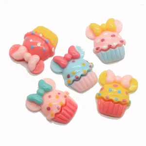 Flores decorativas 50/100 peças desenho animado arco mouse cupcake base plana resina cabochão simulação mini comida ajuste decoração de telefone scrapbooking artesanato diy