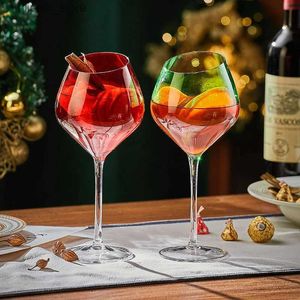 Taças de vinho 2 peças de taças de vinho da Mesopotâmia Europa Natal luxo cristal colorido vidro vermelho boca oblíqua copo alto para casais L240323