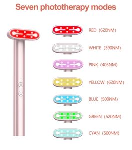 7 cores luz vermelha para olho rosto e pescoço led varinha de terapia facial com recarregável olho pescoço massagem pele elevador firme aperto ferramenta beleza