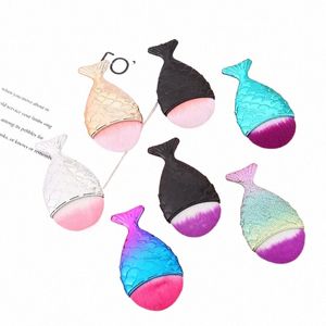 colorful Fish Tail Shape Nail Brush Soft Cleaning Dust Powder Manicure Care Tool Mermaid Tail Beauty Make Up Tools Accories E6R9#