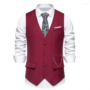 Coletes masculinos vestido de chegada homens sólido single-breasted magro terno colete masculino corrente combinando colete cavalheiro casual negócios casamento