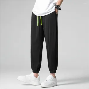 Męskie spodnie mody mężczyzn swobodny elastyczny talię jedwabny jedwabny slim slim koreański styl stożkowy blezer spodni uliczny f161