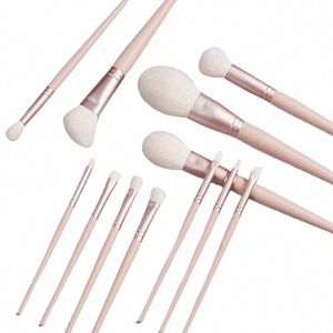 12st/set vit gethårsmakeup borstar set pulver ctour make up borst mjuk ögonskugga blush highlight pann kosmetiska verktyg 12xu#