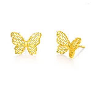 Studörhängen Pure Gold Filigree Butterfly 24k Golden Precious smycken för kvinnor