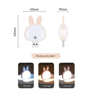 Table Lamps 2Pcs USB Reading Lamp Mini Night Light Smart Voice 3 Color Desk For Bedroom Kids Room Pink