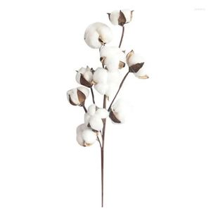 Decorative Flowers Wreaths 5Pcs Naturally Dried Cotton Stems Farmhouse Artificial Flower Filler Floral Decor Fake Diy Garland Drop Del Ot0Zo