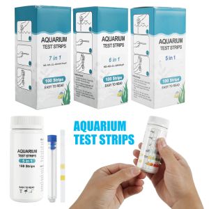 Testando 100 unidades de tiras de teste de aquário 7 em 1 kit de teste de tanque de peixes de água salgada de água doce kit de tiras de teste de pH para dureza total