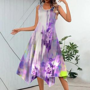 Abiti casual Abito postpartum per donna Estate da donna con stampa floreale senza maniche Fazzoletto con orlo Maxi Canotta di lusso