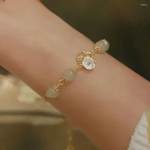 Charm armband tjej gåva enkelt dubbelskikt rosimitation jade armband blommor kinesisk stil kvinnor handkedja