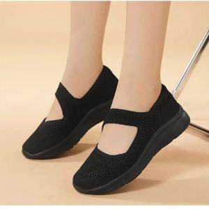 MOAFERS Accogliente Sport Mary Janes Fare da donna Sneaker Mesh Sneaker Summer traspiranti Domande Casualmente Scarpe Flat Flat Comotti Comotti Black Black