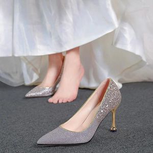 Sapatos de vestido Novel2024 Mulheres de cristal de salto alto casamento nupcial inverno dama de honra geralmente usam
