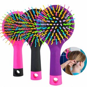 rainbow Air Volume Paddle Hair Comb Brush with Makeup Mirror Detangler Hair Curl Straight Massage Comb Brush Hair Styling Tool e7g7#