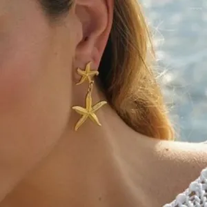 Dingle örhängen dubbla havsstjärna uttalande rostfritt stål för kvinnor djur sommar strand smycken tarnish gratis 2024