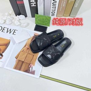 for Womens Summer Outings Internet Celebrity Fashionable Slippers Square Headed Fairy Style Flat Bottomed One Line Sandals Outdoor Wear UHLT