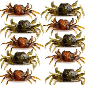 ZWICKE 10 Pcs Crab Soft Bait 3D Simulation with Pointed Hook Sea Fish Buckle Fishing Tackle Tools 240313