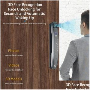 Door Locks 3D Face Smart Lock Security Camera Monitor Intelligent fingeravtryck Lösenord Biometrisk elektronisk nyckel Unlock Usmart Go Dro Otlg6