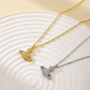 Fashionable and trendy slightly inlaid with diamond Saturn necklace female Instagram style niche design sense planet collarbone chain