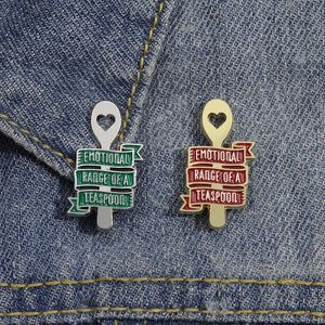 Emotiongal gama de uma colher de chá broche esmalte pinos personalizado engraçado citação dos desenhos animados emblema decorativo mochila lapela jóias acessórios