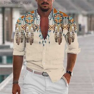 Erkekler Sıradan Gömlekler Erkek Retro Moda Sıradan Nefes Alabilir HD Desen Kavur Uzun Kollu 2023 İlkbahar ve Sonbahar Moda Yeni Sıcak Satış Erkekler Artı Boyut 3XL L240320