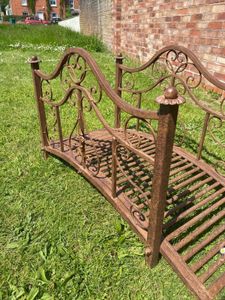 Antique Style Galvanised Metal Brown Garden Bridge Oriental